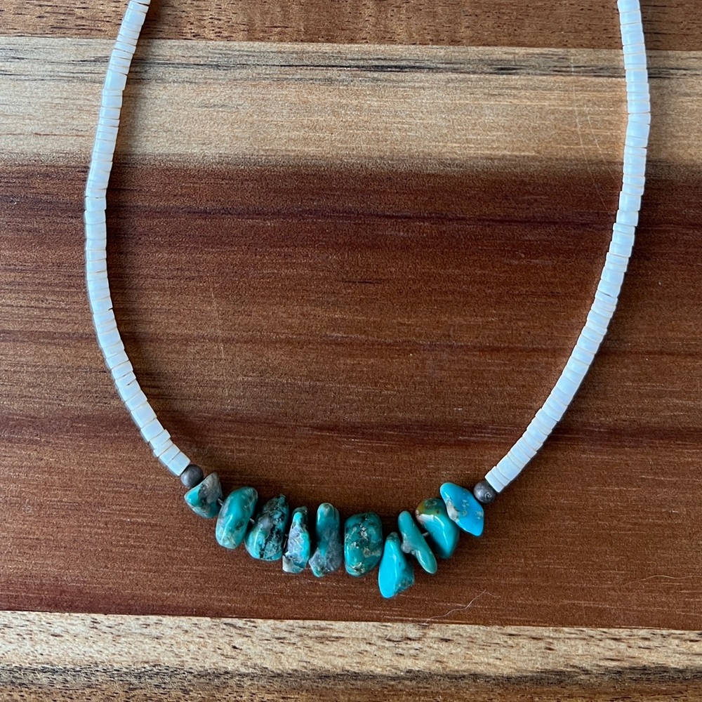 Vintage Heishi shell and turquoise necklace